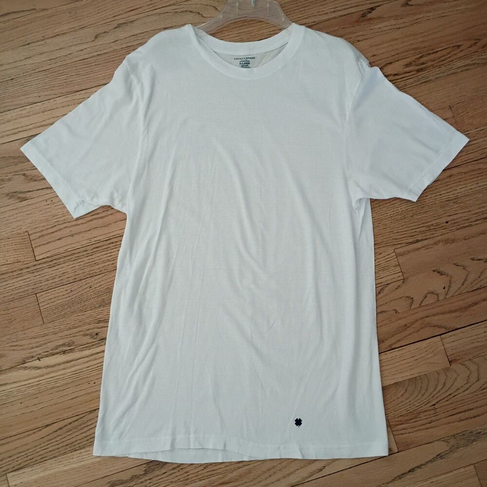 Lucky Brand T-Shirt Top Short Sleeve 100% Cotton Men's Size XL White
